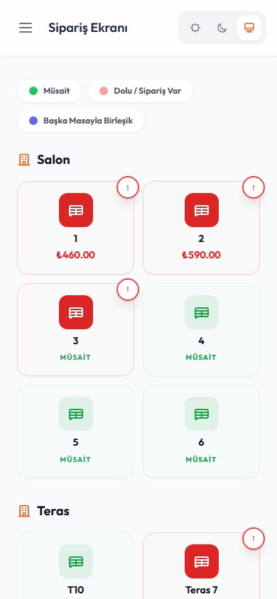 NTS Adisyo mobil sipariş ekranı